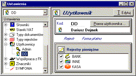 96 Administracja wszystkich danych w swoim oknie. Kliknięcie przycisku udostępnia dane w oknie do edycji.