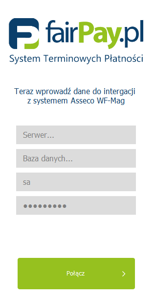 3.5.2 Asseco WAPRO WF-Mag W polu Serwer podaj adres bazy danych SQL wykorzystywanej przez program WF-Mag. Uwaga!