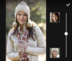 103 Fotoedytor Miks twarzy Ciekawi Cię, jak zmieniłby się Twój wygląd, gdyby zastosowano rysy innej osoby? Tryb Miks twarzy umożliwia połączenie zdjęcia użytkownika i twarzy docelowej w jedno zdjęcie.