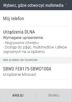 111 Rozrywka Używanie aplikacji HTC Connect do udostępniania multimediów Przed rozpoczęciem należy upewnić się, że skonfigurowano połączenie głośników, telewizora lub innego urządzenia z siecią Wi-Fi.