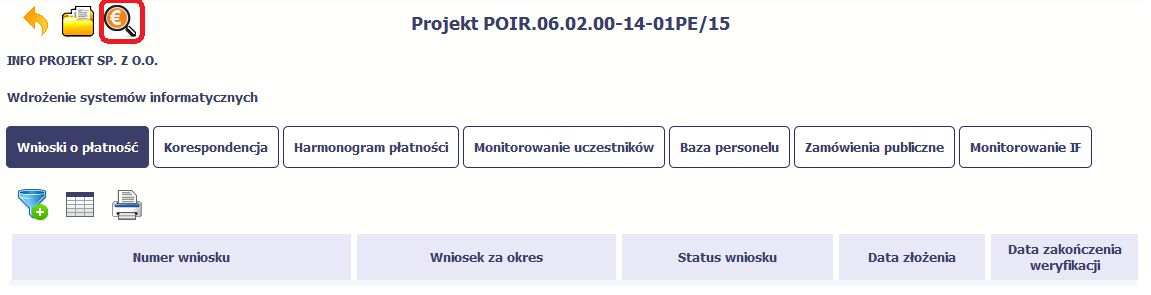 3.5. Podgląd listy kontroli Aby wyświetlić listę kontroli zarejestrowanych w ramach projektu, wybierz