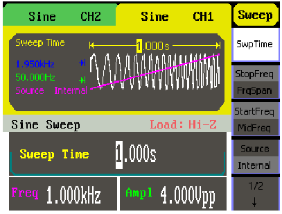 Arb Source Internal Wewnętrzne źródło sygnału modulującego External Zewnętrzne źródło sygnału modulującego, podłączane do gniazda [ExtTrig/Gate/FSk/Burst] na tylniej ścianie generatora. Tabela 19.