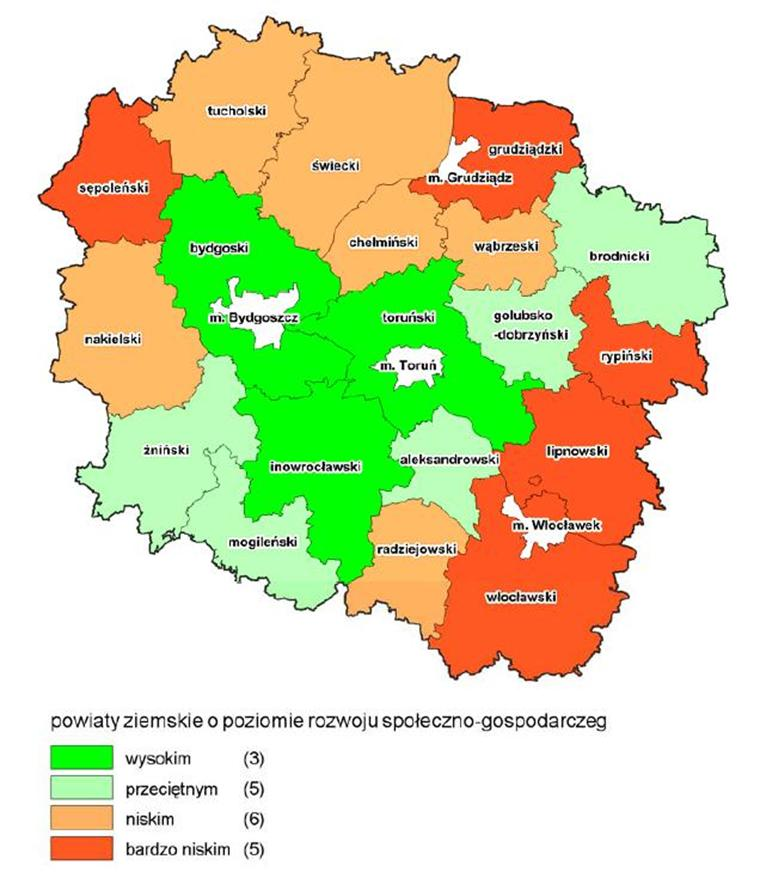 Dane na powyższym rysunku obrazują stan rozwoju sektora gospodarczego na terenie ORSG w kluczowych branżach tj.