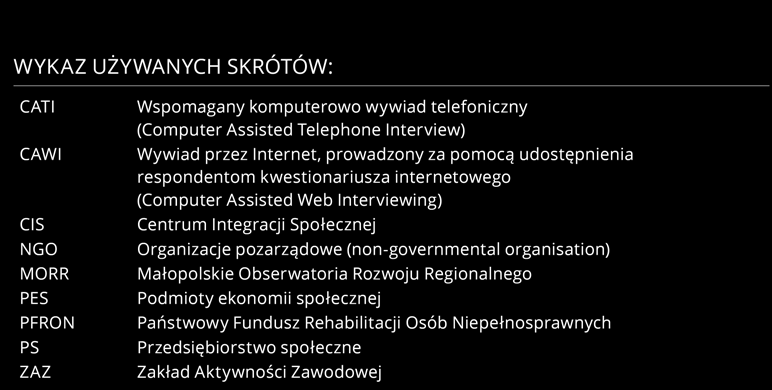 Spis treści 1. Wprowadzenie 2 2. Cele monitoringu podmiotów ekonomii społecznej w Małopolsce 3 3. Odbiorcy monitoringu 5 4. Metodologia i realizacja badania 6 4.1. Zróżnicowanie podmiotów objętych badaniem.