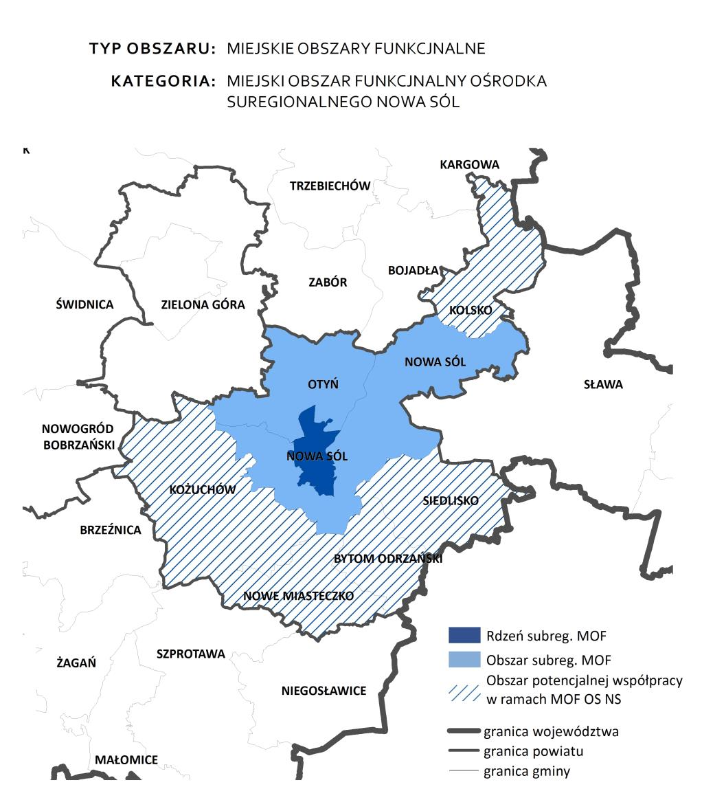 Rysunek 4 Miejski Obszar Funkcjonalny Ośrodka Subregionalnego Nowa Sól