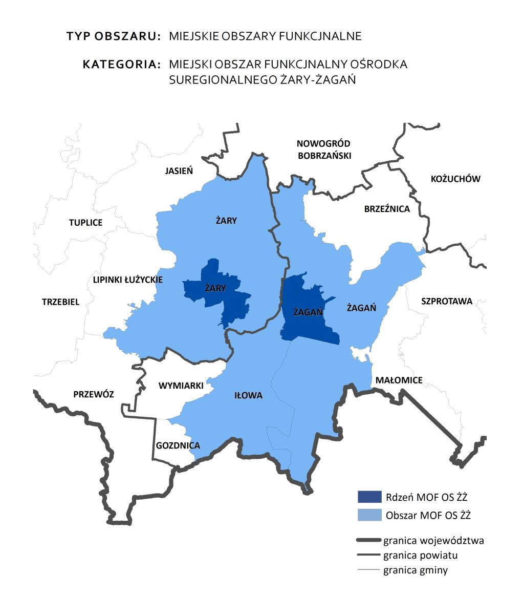 Rysunek 5 Miejski Obszar Funkcjonalny Ośrodka Subregionalnego Żary-Żagań