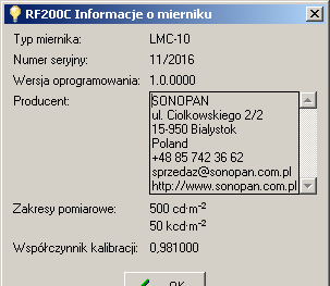 Widok okna programu RF200C jest przedstawiony na Rys. 2.1. Rozmiar okna programu może być zmieniony w menu Widok->Rozmiar okna.