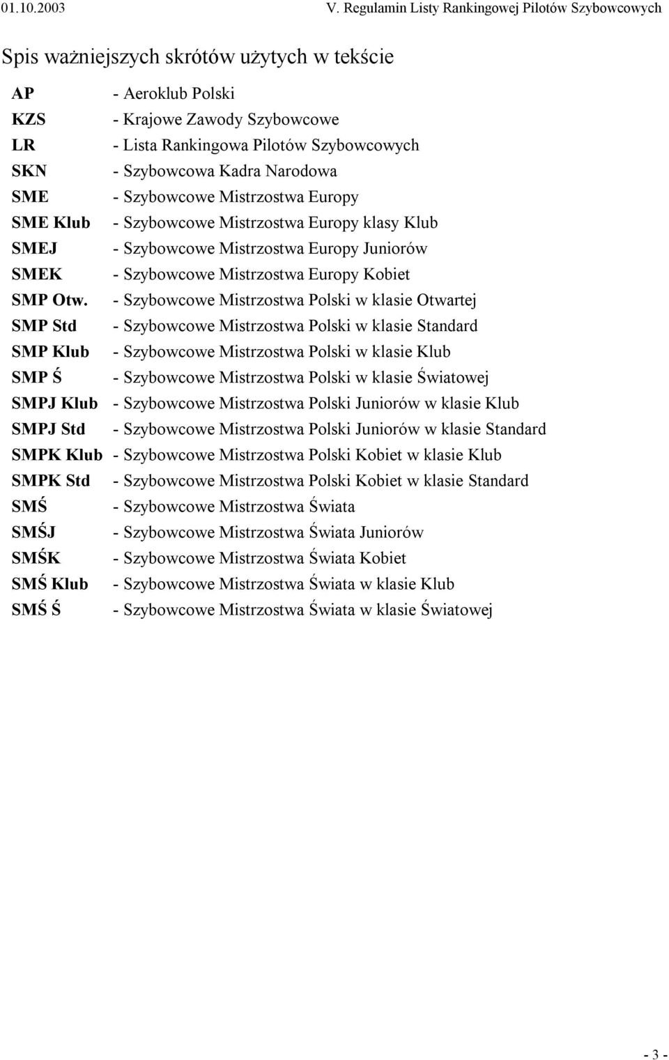 Szybowcowa Kadra Narodowa SME - Szybowcowe Mistrzostwa Europy SME Klub - Szybowcowe Mistrzostwa Europy klasy Klub SMEJ - Szybowcowe Mistrzostwa Europy Juniorów SMEK - Szybowcowe Mistrzostwa Europy