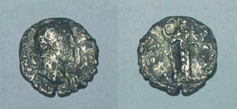 5. Sandomierz, stan. 1 Antoninus Pius (138 160) AR, Denar, Rzym 148 149 Av. [A]NTONINVS [AVG] [PIVS P P] TR [P X]II Głowa cesarza w wieńcu laurowym w prawo. Rv.