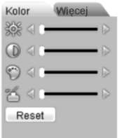 DOSTĘP PRZEZ PRZEGLĄDARKĘ IE następujące parametry wyświetlania obrazu: jasność, kontrast, jaskrawość i nasycenie. Klikając przycisk Reset przywracasz ustawienia fabryczne tych czterech parametrów. 7.