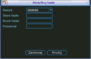 STRUKTURA MENU I OPIS DOSTĘPNYCH FUNKCJI 23 KOMPRESJA 24 TERMINARZ 25 RS232 26 SIEĆ 27 ALARM 28 DETEKCJA 29 PTZ 30 EKRAN 31 DOMYŚLNE 32 Format danych Modyfikuj użytk.