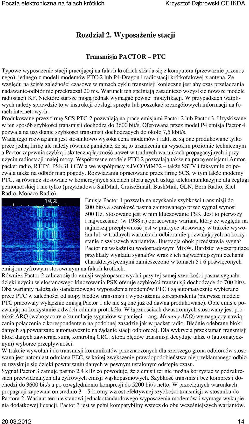 radiostacji krótkofalowej z anteną. Ze względu na ścisłe zależności czasowe w ramach cyklu transmisji konieczne jest aby czas przełączania nadawanie-odbiór nie przekraczał 20 ms.