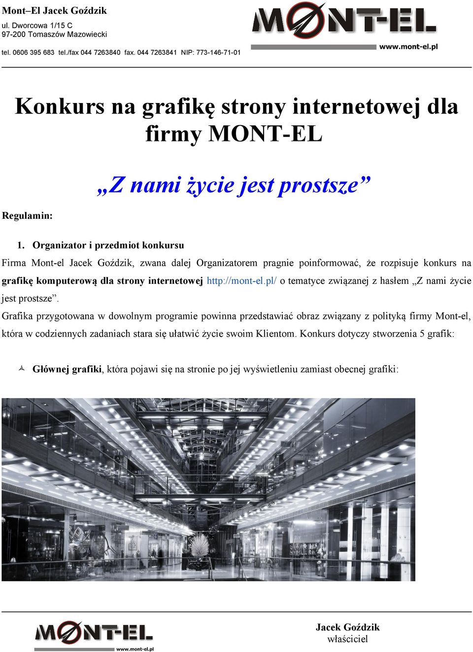 internetowej http://mont-el.pl/ o tematyce związanej z hasłem Z nami życie jest prostsze.