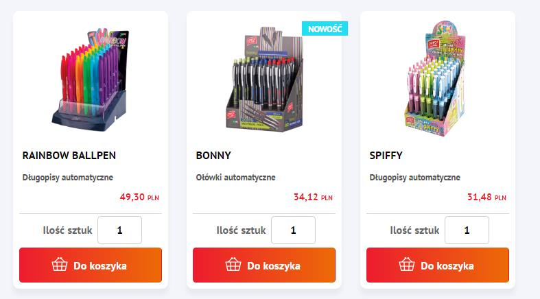 Zakup z poziomu listy produktowej / Aby dokonać zamówienia, nie trzeba wchodzić do karty produkty, jest to duża oszczędność czasu /