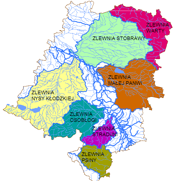 PROGRAM BUDOWY ZBIORNIKÓW MAŁEJ RETENCJI W WOJEWÓDZTWIE OPOLSKIM Główne zlewnie na terenie województwa