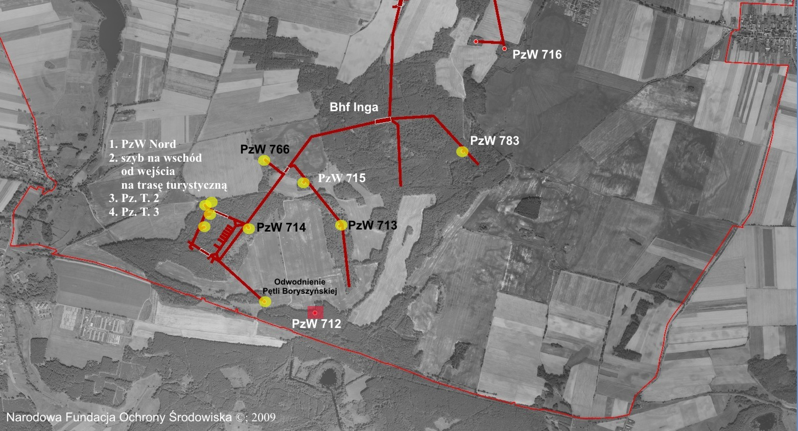 Ryc. 3. Przebieg podziemnego systemu C.O. MRU (część południowa).