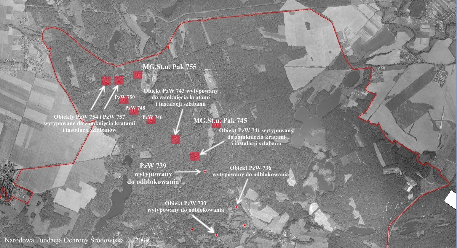 Ryc. 4. Zadania ochronne w obiektach naziemnych C.O. MRU (część północna).