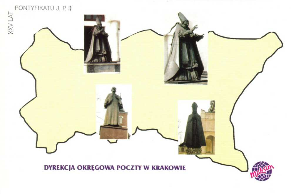 Ca-08a, b, c 2003 Ca-09a 2003 koperta DOP.w Krakowie, III 2003, n. 1000+200, Nr 29/2003(35) POCZTA POLSKA. Pomnik Jana Pawła II w Groniu. wyk. Maksim Olsztyn.