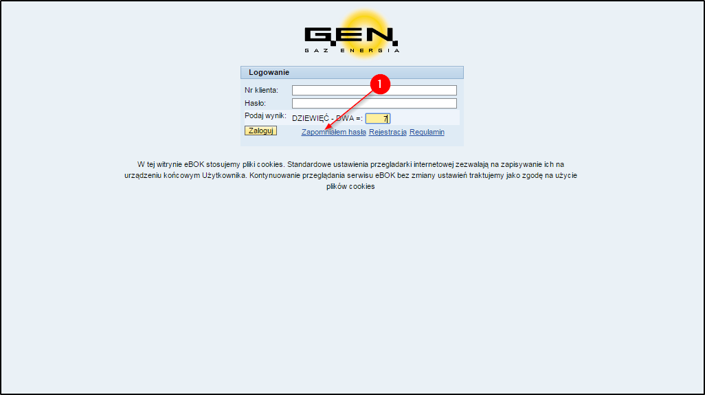 III. Resetowanie hasła 1. kliknij Zapomniałem hasła 2.
