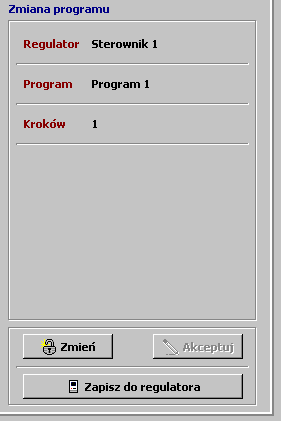 Okno zapisu programu do regulatora Okno zainstalowanych (programowanych) regulatorów Okno