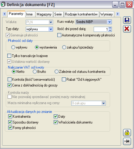 zaznaczony wtedy, gdy zostanie ustalony koszt na produktach, które zostaną wprowadzone na PW.