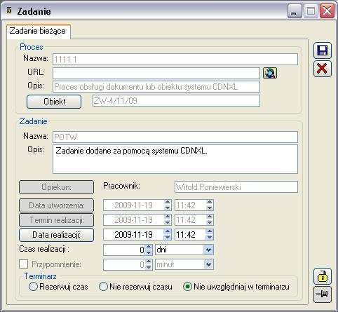 Czerwony czerwoną czcionką wyświetlane są zadania przeterminowane dla których minął termin i data realizacji.