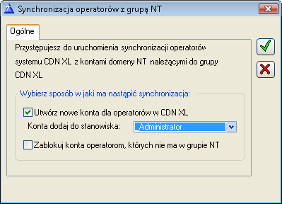 Ustawienia logowania zintegrowanego z NT. W oknie naleŝy zaznaczyć parametr: UŜywaj logowania zintegrowanego z NT, który decyduje o ustawieniu logowania zintegrowanego.