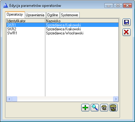 1.6.2 Edycja parametrów operatorów Okno słuŝy określeniu parametrów kilku operatorom naraz.