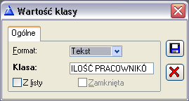 [Dodaj klasę właściwości] - słuŝy dodaniu nowej klasy, umieszczanej następnie w lewym panelu okna, do której następnie będzie moŝna dodać wartości.