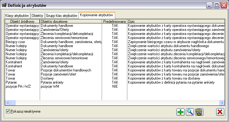 1.19.1.4 Definicja atrybutów, zakładka: Kopiowanie atrybutów Rys. 1.86 Definicja atrybutów, zakładka: Kopiowanie atrybutów.