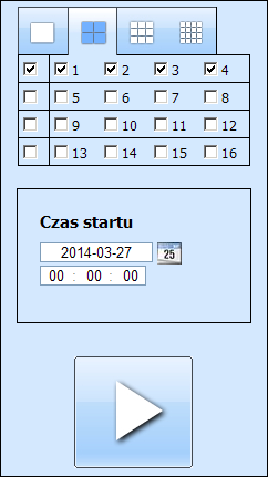 Z prawej strony pod oknem podglądu wyświetlany jest panel informacyjny, który wyświetla odpowiednio informacje o: aktualnej dacie odtwarzania początek godziny na osi czasu prędkość odtwarzania koniec