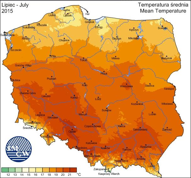 Przykładowe, zróżnicowanie zagęszczenia żerdzianki sosnówki w Polsce