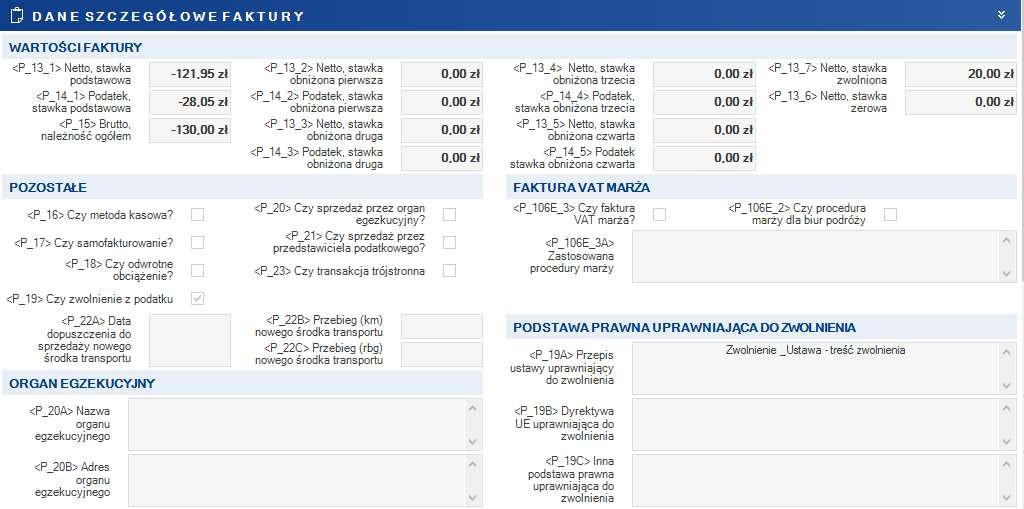 Rysunek 13 Rysunek 14 3.2.1.4 SEKCJA POZYCJE Sekcja pozycje zawiera pola opisujące pozycje dokumentu (Rysunek 15) (Rysunek 16).