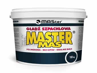 MASter Mas Gładź szpachlowa Gotowa gładź szpachlowa MASter Mas znajduje zastosowanie wewnątrz pomieszczeń.