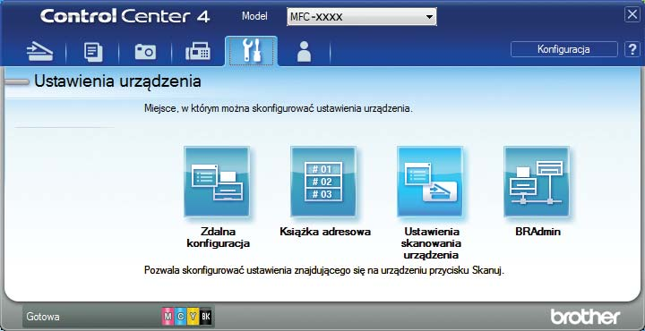 Sposób skanowania do komputera Sposób zmiany ustawień trybu skanowania w urządzeniu w celu skanowania do pliku PDF 11 Za pomocą programu ControlCenter4 można zmienić ustawienia trybu Skanow.