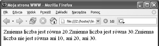 Rozdział 2. Elementy języka 43 Rysunek 2.5. Wynik pominięcia niezbędnych instrukcji break Pętle to wyrażenia służące do wykonywania powtarzających się czynności.