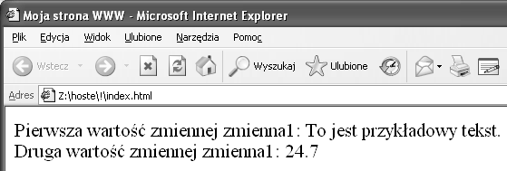 26 JavaScript Ćwiczenia praktyczne Rysunek 2.2. Efekt działania kodu z ćwiczenia 2.