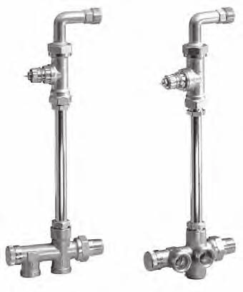 Zestawy przyłączeniowe typu RA-K z nastawa wstępną Zastosowanie Przyłącze od podłogi Przyłącze od ściany Zestawy przyłączeniowe RA-K stosowane są w dwururowych instalacjach centralnego ogrzewania.