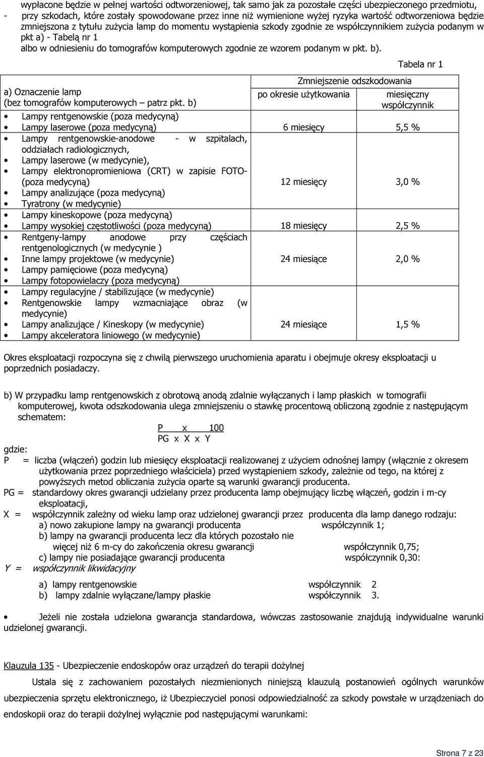 komputerowych zgodnie ze wzorem podanym w pkt. b). a) Oznaczenie lamp (bez tomografów komputerowych patrz pkt.