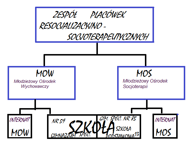 Struktura ZPR-S Młodzieżowy Ośrodek Wychowawczy Młodzież niedostosowana społecznie Placówka Opiekuńczo- Wychowawcza nr1 Młodzież niedostosowana społecznie