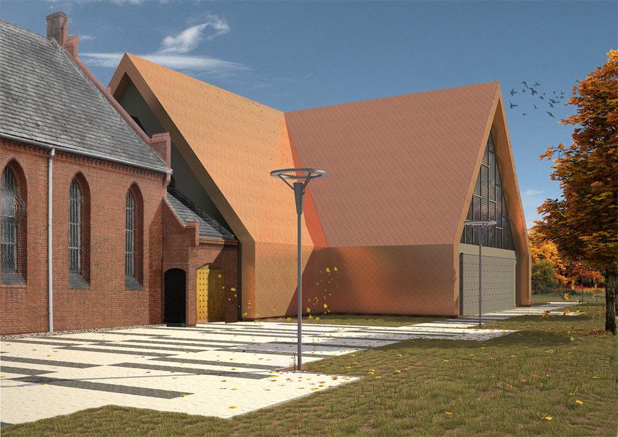 Rokitnica, former Evangelical Church, the project of revitalisation and extension by Front