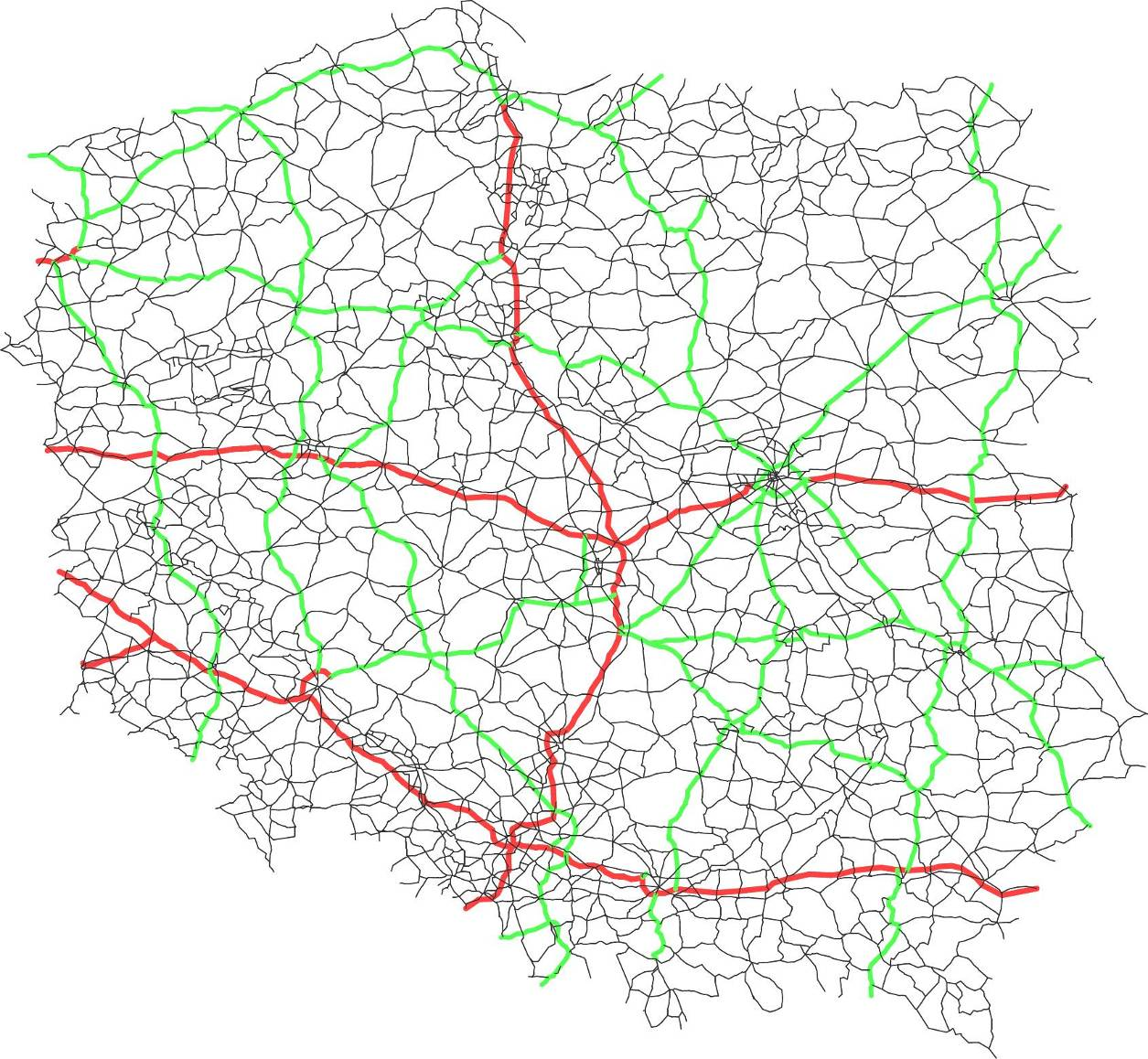 Rys. 2. Rozwój układu drogowego w 2025 roku.