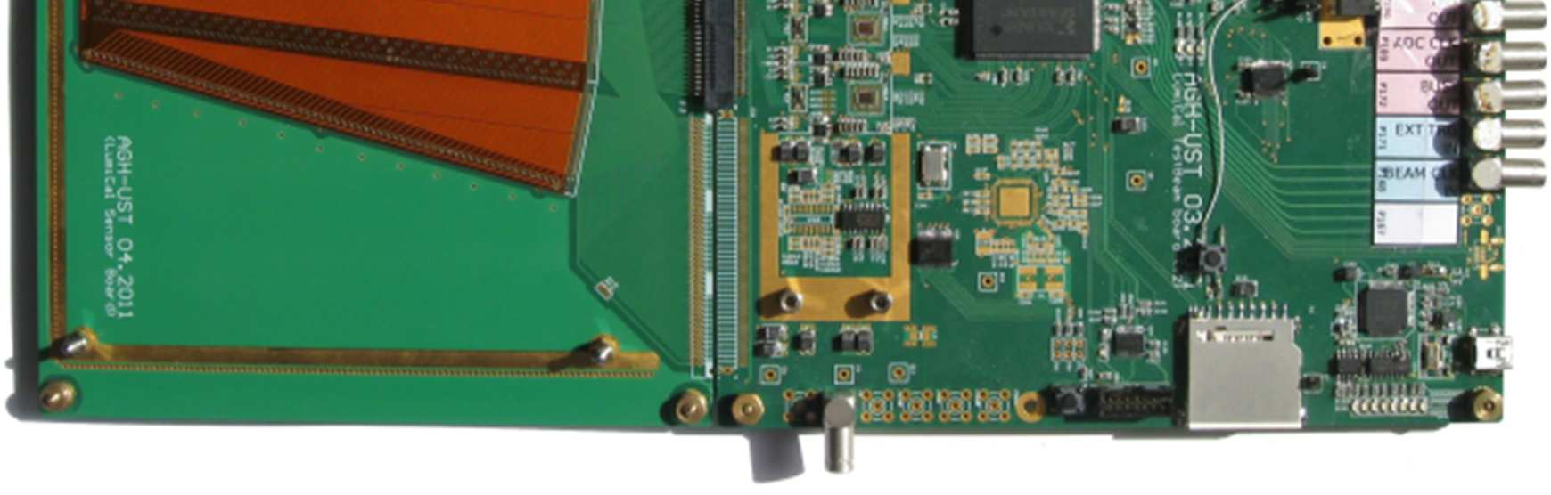 done in the modern deep sub-micron CMOS technologies. In 2011 we have completed the design and fabricated the first prototypes of multichannel ASICs comprising the whole readout chain (Fig. 3), i.e. the front-end amplifier chip and the digitizer and data serialization chip [1,2,3,4,5].