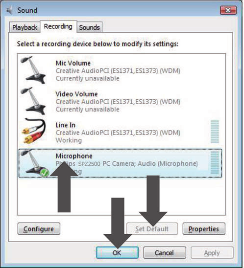 W przypadku systemu Windows Vista: 1 Na komputerze/laptopie kliknij kolejno: Start > Panel sterowania. 2 Kliknij ikonę Sprzęt i dźwięk. 3 Kliknij opcję Dźwięk.