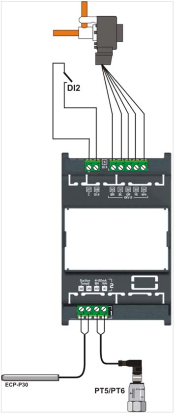 Schemat połączeniowy EXD-HP1 oraz EXD-HP2 (płyta podstawowa) Schemat połączeniowy EXD-HP2 (płyta górna) Uwagi - Płyta podstawowa do kontroli przegrzania lub kontroli wymiennika ciepła - Przekaźnik