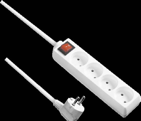 PRZEDŁUŻACZ MIESZKANIOWY BEZ UZIEMIENIA 230V / 230V NON-EARTHED HOUSEHOLD EXTENSION CORD PRZEDŁUŻACZE / EXTENSION CORDS - Przewód polwinitowy H05VV-F - Wtyczka zalana konturowo - W opcji manualny