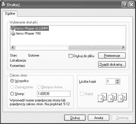 3 Podstawowe drukowanie Niniejszy rozdział wyjaśnia opcje drukowania oraz popularne zadania drukowania w systemie Windows.