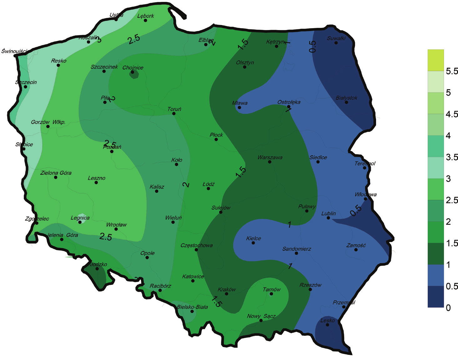 Agnieszka Ziernicka-Wojtaszek, Zbigniew Zuśka w Suwałkach. W lutym ujemne temperatury wystąpiły na 12 stacjach z najniższą wartością 1,7ºC również w Suwałkach. Źródło: opracowanie własne Rysunek 1.