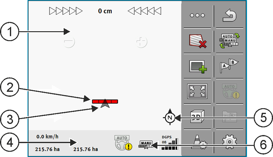 Opis produktu Informacje na ekranie roboczym 4 Symbol funkcji Funkcja przyczynę. Możliwe przyczyny: SECTION-Control jest aktywowane, ale nie podłączono komputera roboczego ISOBUS.