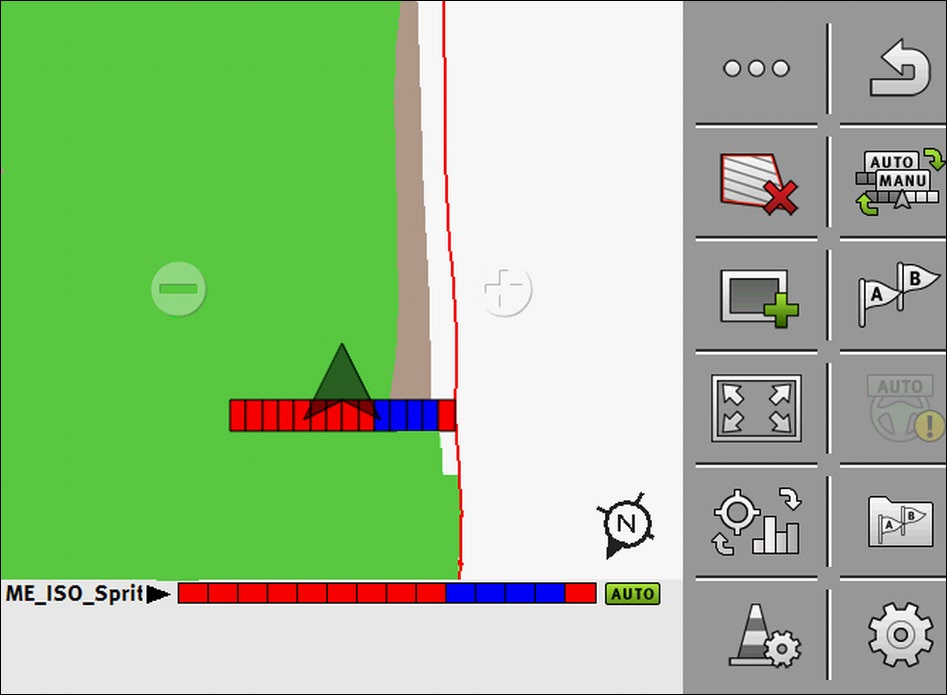 6 Jazda równoległa TRACK-Leader Zaczynanie zapisu przejazdu Bez komputera roboczego ISOBUS: Section-View w nagłówku i jako symbol belki roboczej Z komputerem roboczym ISOBUS: Section-View w stopce i